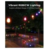 $160 Govee S14 Bulb Outdoor String Lights 2, 144ft RGBIC Smart Warm White Outdoor Lights with 15 LED Bulbs, 111 Scene Modes for Outdoor Decor, IP66 Compatible with Alexa, Google, Matter, APP Control