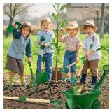 Duckura Kids Gardening Tools Set - 7pcs Wheelbarrow Set for Kids with Shovel, Rake, Leaf Rake, Summer Outdoor Yard Digging Weed Birthday Gifts Toys, Easter for Boys Girls Age 2 3+ Years(Green)