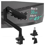 WALI Heavy Duty Single Monitor Arm for 17-49 Inch Flat Curved Ultrawide Screens, up to 33 Lbs, Adjustable Gas Spring Single Monitor Desk Mount for Home Office Gaming, VESA 75/100mm (GSM001XLN), Black