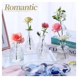 Set of 20 Glass Bud Vases,Small Clear Vases,Wedding Centerpiece Table Decorations,Clear Vintage Embossed Mini Vases,Flower Arrangements in for Party or Home Decor