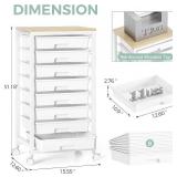 Rolling Cart with Drawers,8 Drawer Rolling Cart,Rolling Drawer Cart,Rolling Storage Drawer Cart,White Rolling Cart,Utility Cart with Drawers and Wooden Tabletop