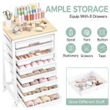 Rolling Cart with Drawers,8 Drawer Rolling Cart,Rolling Drawer Cart,Rolling Storage Drawer Cart,White Rolling Cart,Utility Cart with Drawers and Wooden Tabletop