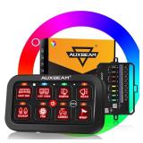 $156 Auxbeam 8 Gang Switch Panel RA80 Auto-Dimmable RGB Switch Panel w/Momentary Toggle Pulsed, 12V-24V Automotive Aluminum Switch Panel for Truck Offroad Car Boat Waterproof, 3 Years Warranty