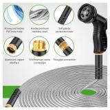 Garden Hose Metal 100FT, Stainless Steel Heavy Duty Water Hose With 10 Function Nozzle, No-Kink, Tough & Flexible, Sturdy and Lightweight, Rust Proof for Yard, Outdoor, RV