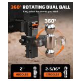 Ehaho Adjustable Trailer Hitch, Drop Hitch 2 Inch Receiver with 6 Inch Drop/Rise for Truck 12,500 LBS GTW, Waterproof Double Anti-Theft Locking Hitch Pins