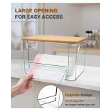 Trash Bag Dispenser 2 Pack, Acrylic Garbage Bags Dispenser with Bamboo Top, Extra Large Trash Bag Holder Dispensers Under Sink for Kitchen, Cabinet, Laundry Room, Pantry Organizer and Storage