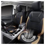 CAR PASS Leather seat Covers,Automotive Universal Sport car seat Cover Super 5mm Composite Sponge Inside,Airbag Compatible fits Most Cars, SUVs, Trucks, and Vans (Full Set,Black and Beige)