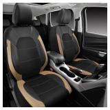 CAR PASS Leather seat Covers,Automotive Universal Sport car seat Cover Super 5mm Composite Sponge Inside,Airbag Compatible fits Most Cars, SUVs, Trucks, and Vans (Full Set,Black and Beige)