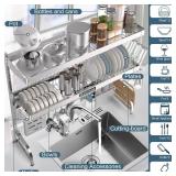Over The Sink Dish Drying Rack,3 Tier Adjustable Length (25.5
