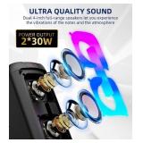 $130 Karaoke Machine & Portable PA System with 2 Wireless Microphones, Bluetooth Speaker, LED Lights, Bluetooth 5.3 & TWS Stereo, Supports Type-C/USB/TF/AUX for Home Party and Outdoor Gatherings