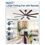 $136 Depuley 66" Ceiling Fans with Lights: Large Indoor/Outdoor Ceiling Fan for Patios Living Room - 8 Blades Brown Dimmable Ceiling Fans with Remote APP Control Timer Reversible Quiet DC Motor 6 Spee