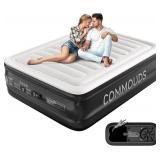 COMMOUDS Queen Air Mattress with Built-in Pump, 18" Raised Blow up Mattress, Comfort Inflatable Mattress with Waterproof Flocked Top, Portable Airbed for Guests, Camping, Home & Travel Use, 660lbs Max