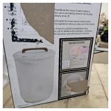 SAMEAT Heated Towel Warmers for Bathroom - Large Towel Warmer Bucket, Wood Handle, Auto Shut Off, Fits Up to Two 40"X70" Oversized Towels, White