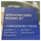 HYMOKEGE Queen Comforter Set Seersucker 7 Pieces, All Season Luxury Bed in a Bag for Bedroom, Bedding Set with Comforters, Sheets, Pillowcases & Shams, Dark Grey