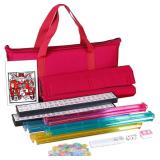 Nova Microdermabrasion American Mahjong Mah Jongg Set 166 Tiles 4 All-in-One Color Rack/Pushers Red Soft Bag Full Size Complete Mahjongg Ma Jong Set (Red)