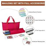 Nova Microdermabrasion American Mahjong Mah Jongg Set 166 Tiles 4 All-in-One Color Rack/Pushers Red Soft Bag Full Size Complete Mahjongg Ma Jong Set (Red)