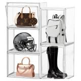 5 Pack XX-Large Acrylic Display Case Purse Organizer Clear Plastic Handbag Storage Organizer for Closet Storage Bins for Boots, Big Bag, Backpack,Collectibles, Cosmetic