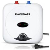 110/120v 1.5kw Mini Tank Electric Water Heater 2.5 Gallon Compact Under Sink Water Heater Knob Temperature Adjustment Instant Hot for Home Kitchen (2.5 Gallon- White)