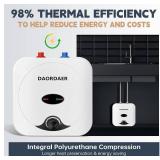 110/120v 1.5kw Mini Tank Electric Water Heater 2.5 Gallon Compact Under Sink Water Heater Knob Temperature Adjustment Instant Hot for Home Kitchen (2.5 Gallon- White)