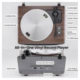 $180 All in One Vinyl Record Player,Bluetooth Turntable Built in 4 Stereo Speakers Phono Preamp,High Fidelity Turntables for Vinyl Records with Magnetic Cartridge AT-3600L,2-Speed,33/45RPM,USB PC Reco