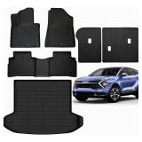 Car Floor Mats for Kia Sportage 2026 2025 2024 2023 Gas Cargo Liners All Weather Full Set TPE Carpet Cover Waterproof Trunk Protector Odorless Cover Fuel Car Mats Accessories 6 Pieces