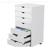 $150 7 Drawer Chest, Storage Cabinet Dressers with Wheels, Dressers Storage Cabinets, Dresser Mobile Cabinet with Wheels, Room Organizer, Small Drawers Wood Organization Furniture for Office, Home, Wh