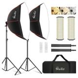 $155 Softbox Lighting Kit,37" Octangle Softbox Photography Lighting Kit with 110W 2700-6500K 11000Lux Dimmable LED Prismatic Lamp and Remote Control,Photo Studio Soft Box Lights for Video Recording