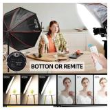 $155 Softbox Lighting Kit,37" Octangle Softbox Photography Lighting Kit with 110W 2700-6500K 11000Lux Dimmable LED Prismatic Lamp and Remote Control,Photo Studio Soft Box Lights for Video Recording
