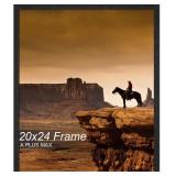 A PLUS MAX 20x24 Picture Frame, Black Engineered Wood Frame for 20 x 24 Inch Picture Poster Photo, Light Weight 20 by 24 Frame with Wood-grain for Wall - 1 Pack/Black/20 x24
