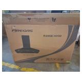 $150 FIREGAS Black Range Hood 30 Inch, Wall Mount Kitchen Hood Ducted/Ductless Convertible, 450 CFM, 3-Speed Exhaust Fan, Stainless Steel Stove Vent for Kitchen with LED Lights, Charcoal Filters