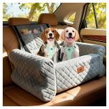 Dog Car Seat for Medium/Large Dogs up to 60 lbs, Memory Foam Dog Booster Seat with Thick Cushion, Pet Car Seat for Back with Detachable Washable Cover, Storage Pockets for SUV, Pick Up, Trunk, Grey