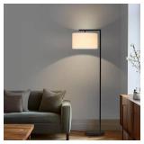 Montage Modern 60 in. Black LED Arc Floor Lamp with Tab Drum Shade