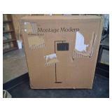 Montage Modern 60 in. Black LED Arc Floor Lamp with Tab Drum Shade