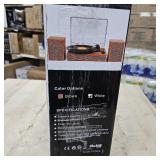 $122 Vinyl Record Player with External Speakers, 3 Speed Vintage Belt Drive Turntable Record Player with Stereo Speakers RCA Audio Out and Aux-in, White Wood