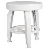 HealthSmart Swivel Shower Stool Seat with Storage Shelf, Rotating Shower Chair for Bathtub, Tool-Free Assembly, White
