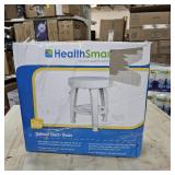 HealthSmart Swivel Shower Stool Seat with Storage Shelf, Rotating Shower Chair for Bathtub, Tool-Free Assembly, White