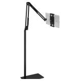 Tablet Floor Stand with 5LB Metal Base, Overhead Bed Phone Stand Angle Height Adjustable Holder, Universal Floor Stand Compatible with iPhone iPad Pro Air Mini, Samsung Tab, Kindle, E-Readers