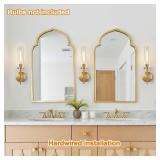 Wall Sconces Set of Two, Brushed Gold Bathroom Sconces with Clear Glass, Hardwired Sconces Wall Decor Set of 2, Modern Wall Light Fixtures for Bathroom Mirror Living Room Bedroom Hallway
