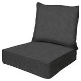 $113 Honeycomb Outdoor Heritage Deep Seat, 24 x 23, Textured Solid Charcoal Grey Chair Cushion with Removable Cover, for Patio Furniture