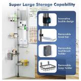 Shower Caddy Corner Tension Pole,30-120 Inch Adjustable Shower Shelves, 6-Tier Bathroom Organizer with Towel Rack/Toothbrush Holder, Bath Tension Rod Rack,Gray