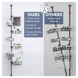 Shower Caddy Corner Tension Pole,30-120 Inch Adjustable Shower Shelves, 6-Tier Bathroom Organizer with Towel Rack/Toothbrush Holder, Bath Tension Rod Rack,Gray