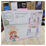 Art Easel for Kids, Adjustable Standing Rotatable Double Sided Easel with Painting Accessories for Toddlers Boys and Girls-Pink