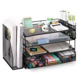 Livhil Desktop Organizer 4-Tier Desk Organizers Sets and Storage, File Organizers for Desk Drawer Organizer, Paper Organizer for Desk (Black)
