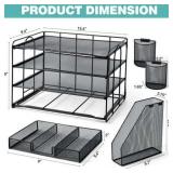 Livhil Desktop Organizer 4-Tier Desk Organizers Sets and Storage, File Organizers for Desk Drawer Organizer, Paper Organizer for Desk (Black)