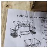 Metal Buffet Caddy Tabletop Organizer, Flatware Napkin and Plate Picnic Caddy Stackable Serving Set for Kitchen, Picnic, Camping, Party,Dining, Entertaining, Parties,Thanksgiving