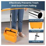 Large Commercial Dustpan with Comb Long Handle Upright Heavy Duty Dust Pan Outdoor Indoor for Courtyards, Garages, Lobbies, Shopping Malls, Market Floors, Sidewalks, Classroom Floor Cleaning