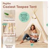 Playvibe Teepee Tent for Kids- Toddler Tent & Reading Corner for Kids, Playhouse Gift, Nursery Decor & Indoor Play, Winter Indoor Retreat Toy Fort for Toddler