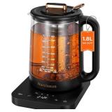 Narcissus Electric Kettle Temperature Control  5 , 1.8L Glass Electric Tea Kettle with Removable Infuser for Flowers & Fruit Tea, 1200W Fast Boiling, 6 Hours Keep Warming, Black