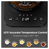 Narcissus Electric Kettle Temperature Control  5 , 1.8L Glass Electric Tea Kettle with Removable Infuser for Flowers & Fruit Tea, 1200W Fast Boiling, 6 Hours Keep Warming, Black