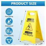 8-Pack Caution Wet Floor Sign,17.5" Height,Bright Yellow Double-Sided Folding A-Shaped Frame Design, Bilingual Caution Message